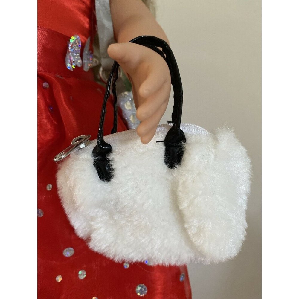 American Girl Battat OG Retired White Black Fluffy Hand Bag‎ for Dolls 16" 18"
